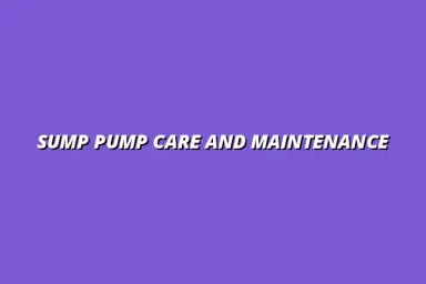 How to care for and maintain your sump pump