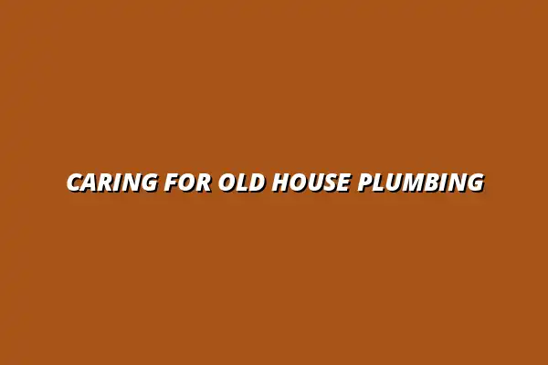 How to maintain plumbing pipes in an old house